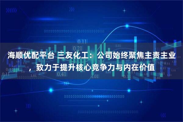 海顺优配平台 三友化工：公司始终聚焦主责主业，致力于提升核心竞争力与内在价值